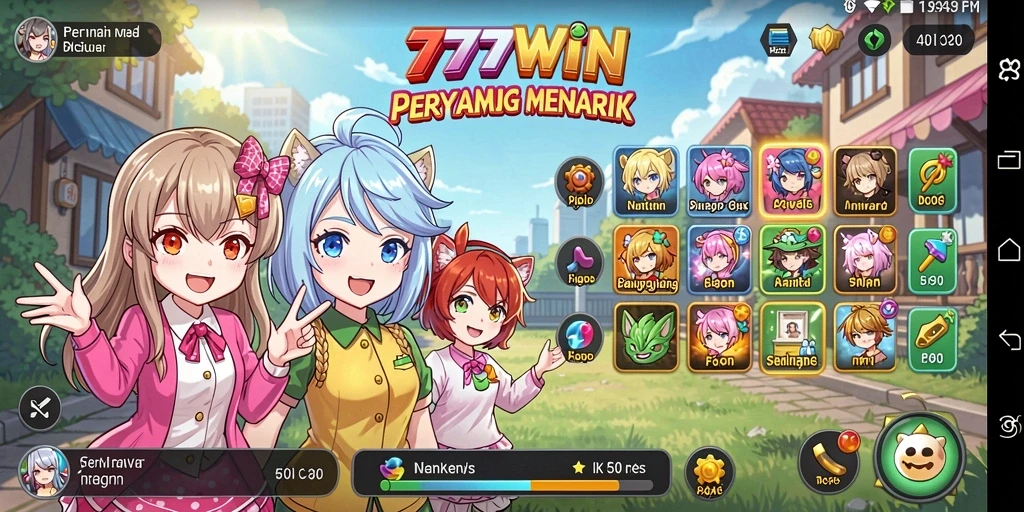 Tampilan gameplay menarik dari 777WIN dengan karakter anime ikonik.