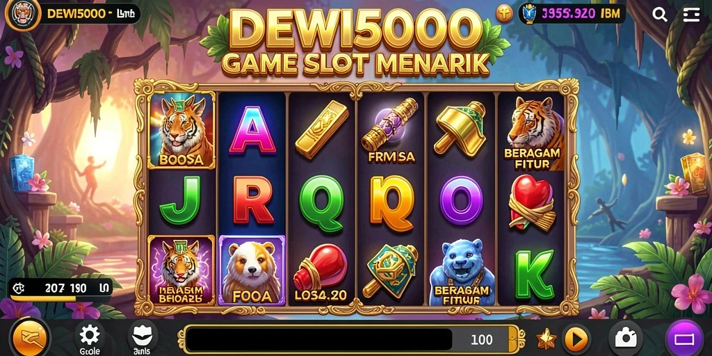 Screenshot gameplay DEWI5000 dengan slot yang menarik dan beragam fitur bonus.