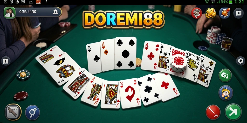 Tampilan gameplay seru DOREMI88 dengan aksi domino yang menegangkan.