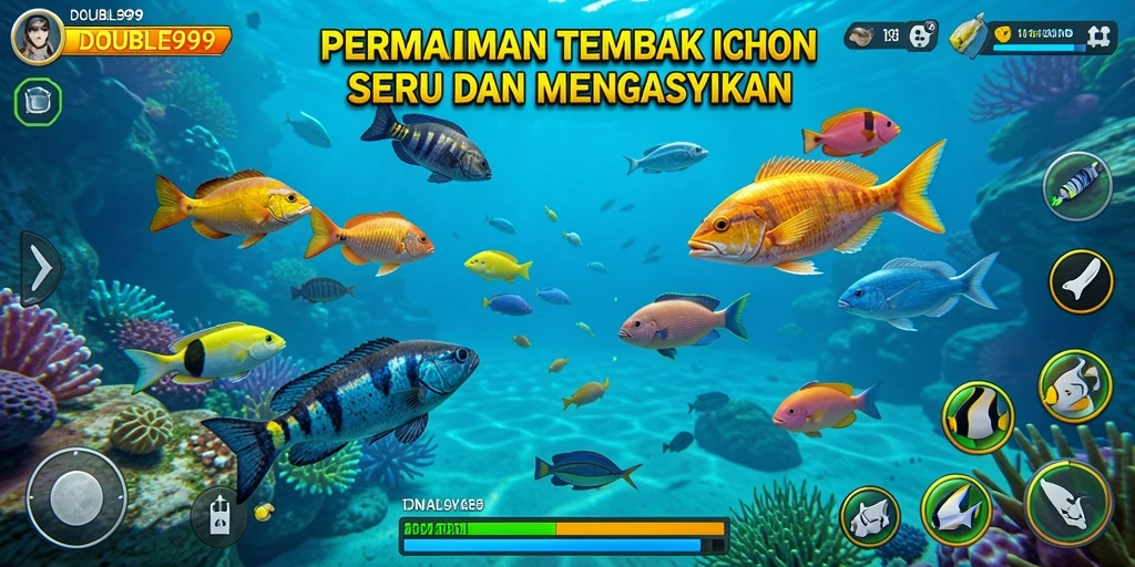 Tangkapan layar menampilkan aksi menembak ikan yang mengasyikan.
