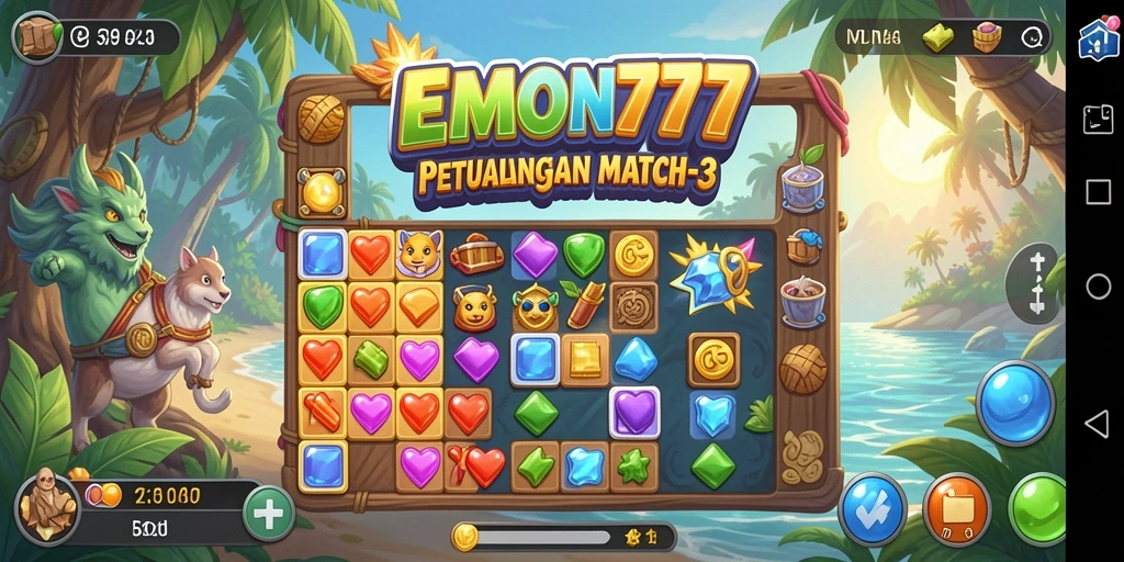 Tangkapan layar gameplay EMON777 yang menampilkan keseruan mencocokkan objek.