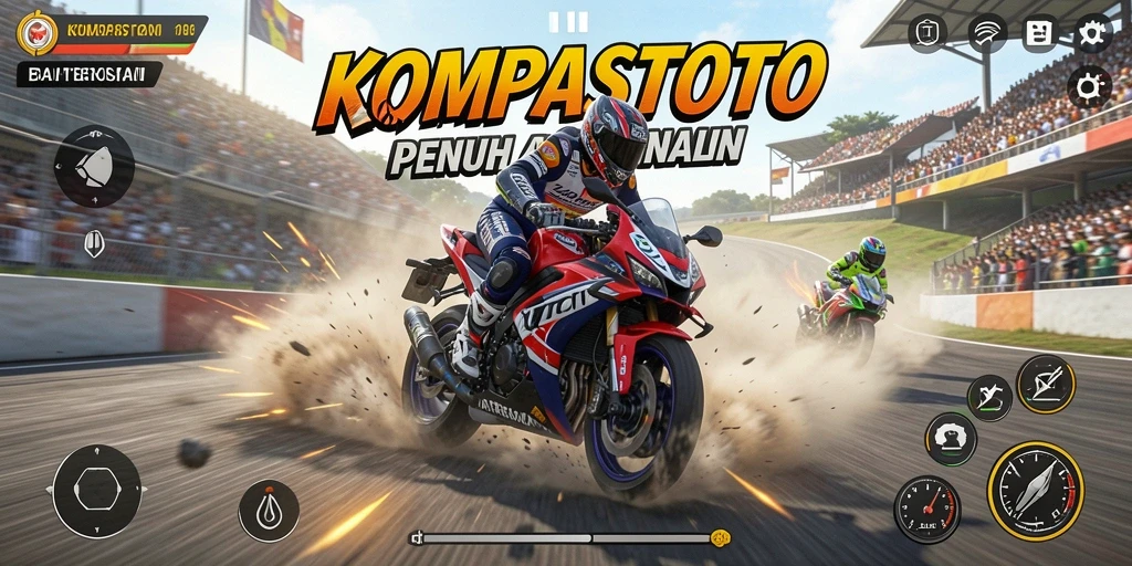Tampilan gameplay seru dari balapan motor di KOMPASTOTO.