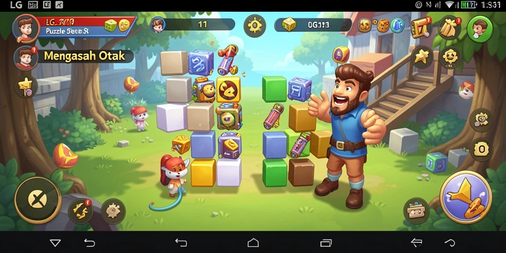 Screenshot gameplay LG111 yang menunjukkan tantangan Puzzle menantang.