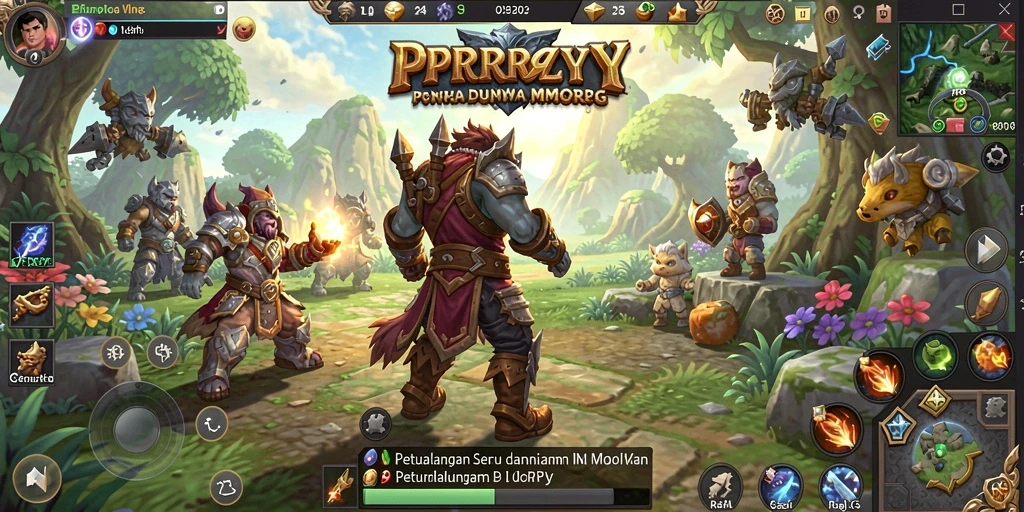 Screenshot menampilkan aksi epik dalam dunia MMORPG PPRRYY.