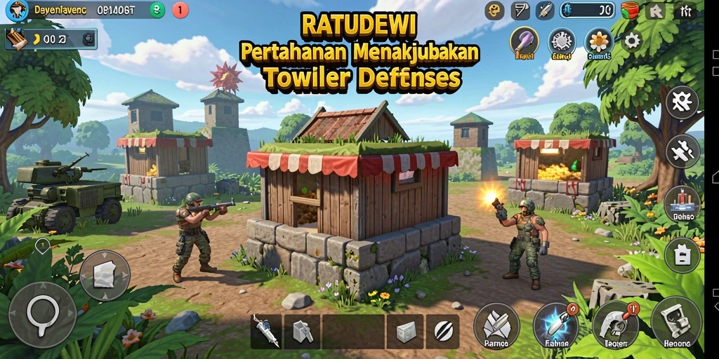 Tangkapan layar gameplay menegangkan Tower Defense RATUDEWI.