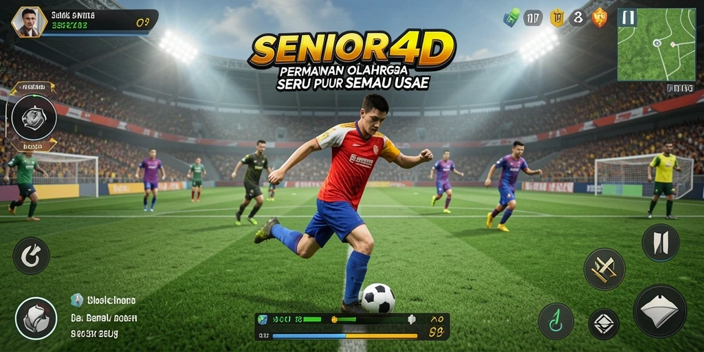 Tampilan gameplay seru dari SENIOR4D dengan berbagai cabang olahraga.