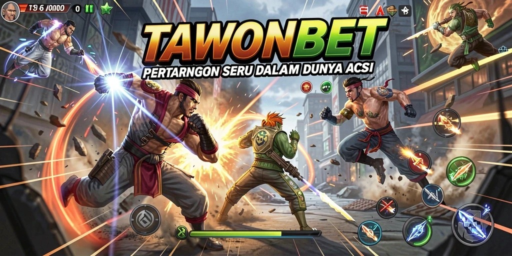 Screenshot utama TAWONBET menampilkan momen pertarungan yang menegangkan.