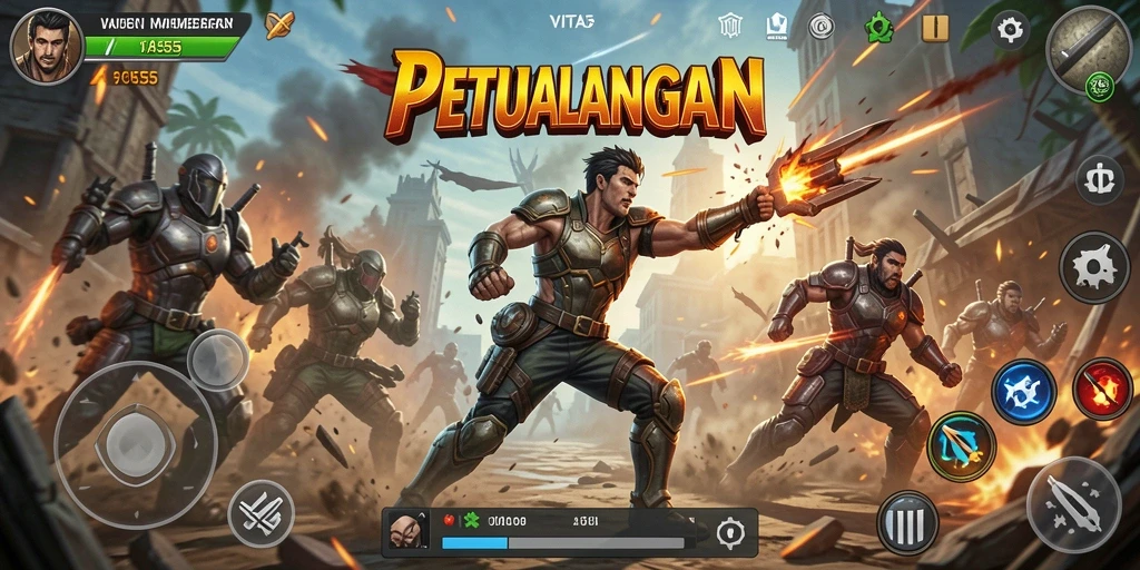 Tampilan aksi seru dalam gameplay VITA555