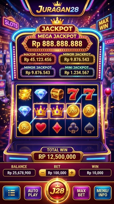 Screenshot aplikasi dengan berbagai pilihan kategori di juragan28.